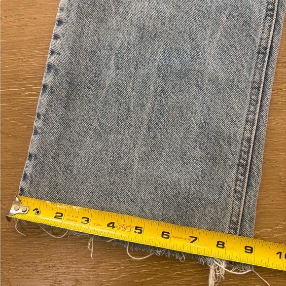 Zara Wide Leg Raw Hem Light Wash Blue Denim Jeans - Picture 3 of 7